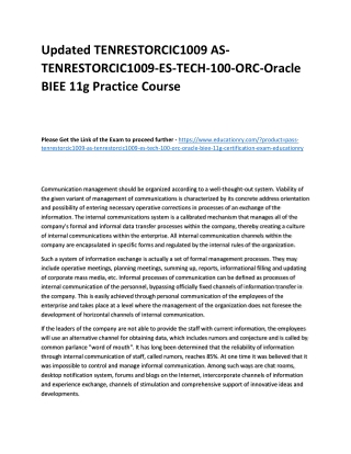 TENRESTORCIC1009 AS-TENRESTORCIC1009-ES-TECH-100-ORC-Oracle BIEE 11g