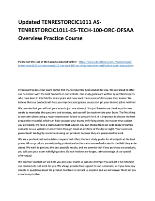 TENRESTORCIC1011 AS-TENRESTORCIC1011-ES-TECH-100-ORC-OFSAA Overview