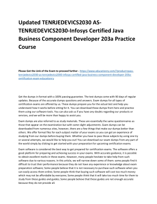 TENRJEDEVICS2030 AS-TENRJEDEVICS2030-Infosys Certified Java Business Component D