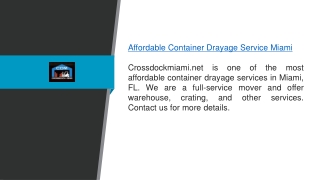Affordable Container Drayage Service Miami Crossdockmiami.net