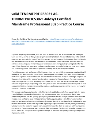 TENRMFPRFICS3021 AS-TENRMFPRFICS3021-Infosys Certified Mainframe Professional 30