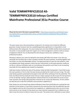 TENRMFPRFICS3510 AS-TENRMFPRFICS3510-Infosys Certified Mainframe Professional 35