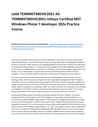 TENRMSTMDVIC2021 AS-TENRMSTMDVIC2021-Infosys Certified MST Windows Phone 7 devel