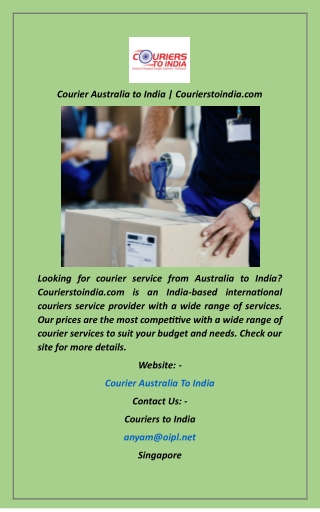 Courier Australia to India  Courierstoindia