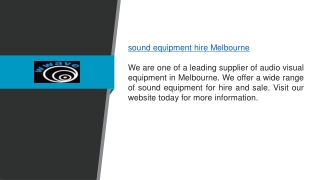 Audio Visual Equipment Hire Company in Melbourne