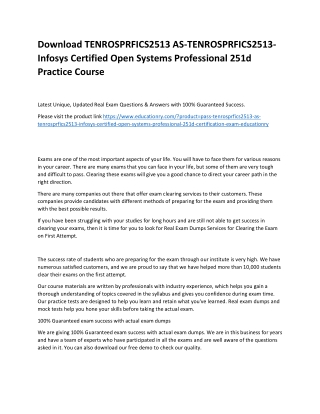 TENROSPRFICS2513 AS-TENROSPRFICS2513-Infosys Certified Open Systems Professional