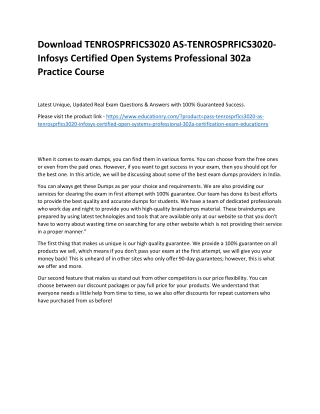TENROSPRFICS3020 AS-TENROSPRFICS3020-Infosys Certified Open Systems Professional