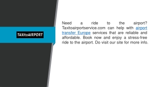 Airport Transfer Europe Taxitoairportservice.com