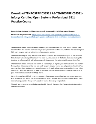 TENROSPRFICS3511 AS-TENROSPRFICS3511-Infosys Certified Open Systems Professional