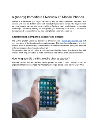 A (nearly) Immediate Overview Of Mobile Phones