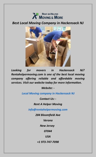 Best Local Moving Company in Hackensack NJ