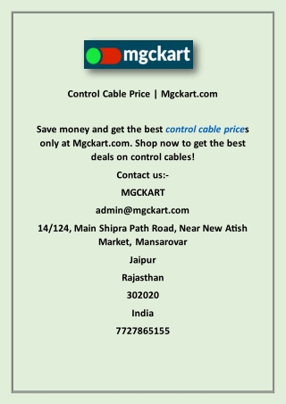 Control Cable Price | Mgckart.com