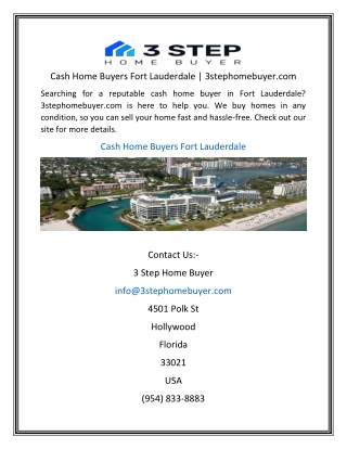 Cash Home Buyers Fort Lauderdale 3stephomebuyer