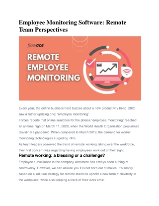 Employee Monitoring Software: Remote Team Perspectives