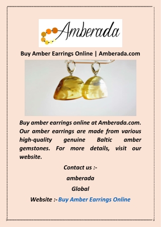 Buy Amber Earrings Online  Amberada com