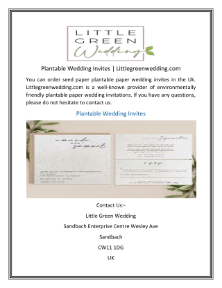 Plantable Wedding Invites  Littlegreenwedding