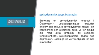 psykodynamisk terapi östermalm  Louiselagerling.se