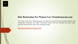 Hair Restoration For Women Usa  Transformasons.com