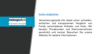 Fonds vergleichen  Versicherungstarife.info