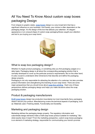 All You Need To Know About custom soap boxes packaging Design