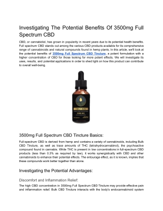 Investigating The Potential Benefits Of 3500mg Full Spectrum CBD