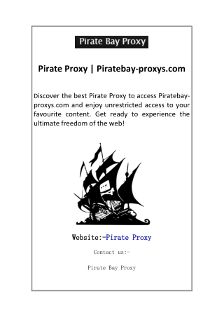 Pirate Proxy  Piratebay-proxys.com