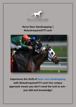 Horse Race Handicapping | Noluckrequired777.com