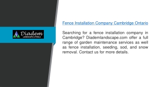 Fence Installation Company Cambridge Ontario Diademlandscape.com