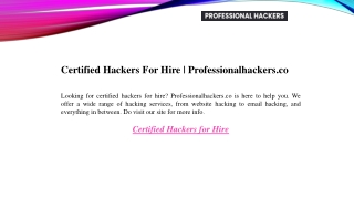 Certified Hackers For Hire Professionalhackers.co