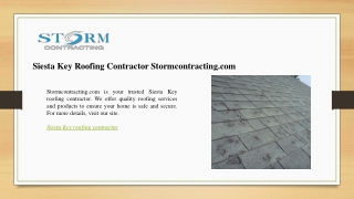 Siesta Key Roofing Contractor Stormcontracting.com