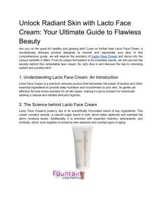 Unlock Radiant Skin with Lacto Face Cream_ Your Ultimate Guide to Flawless Beauty