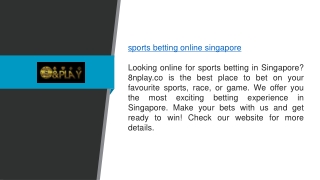 Sports Betting Online Singapore 8nplay.co