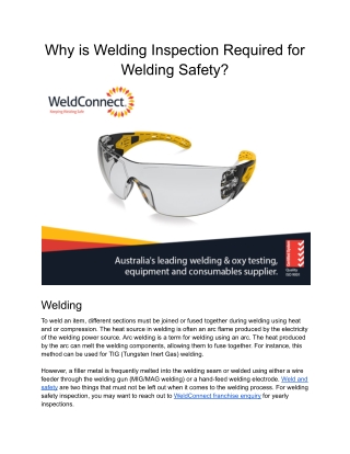 Why is Welding Inspection Required for Welding Safety