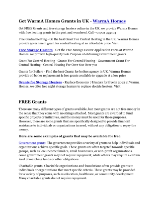 Grants For Boilers
