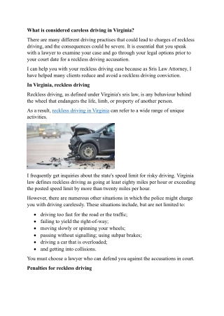 What is considered careless driving in Virginia