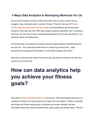 5 Ways Data Analytics Is Reshaping Workouts For Us