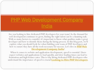 PHP Web Development Company India