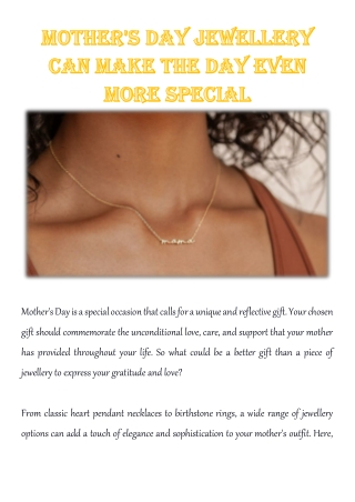 Mother's Day Jewellery Can Make the Day Even More Special