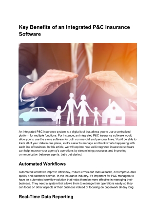 Key Benefits of an Integrated P&C Insurance Software