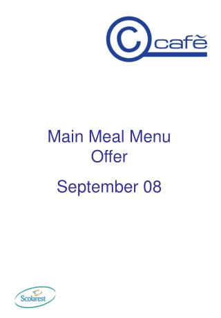 Main Meal Menu Offer September 08