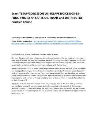 TESAPF300ICS3005 AS-TESAPF300ICS3005-ES-FUNC-P300-ESAP-SAP-IS OIL TRANS and DIST