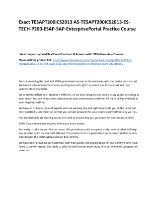 TESAPT200ICS2013 AS-TESAPT200ICS2013-ES-TECH-P200-ESAP-SAP-EnterprisePortal