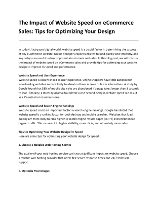 The Impact of Website Speed on eCommerce Sales_ Tips for Optimizing Your Design