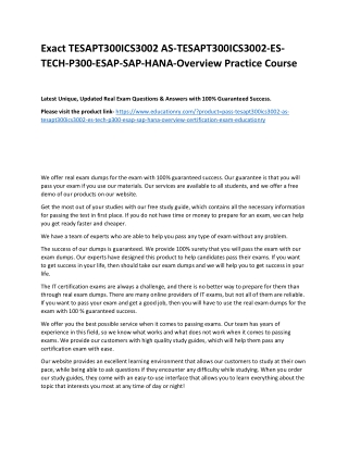 TESAPT300ICS3002 AS-TESAPT300ICS3002-ES-TECH-P300-ESAP-SAP-HANA-Overview