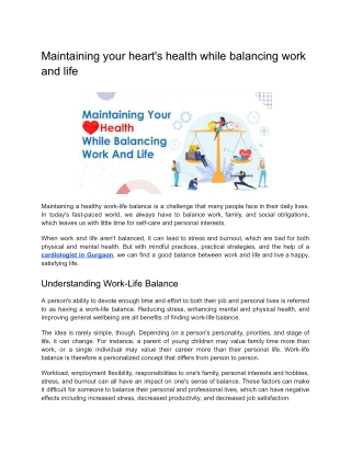 Maintaining your heart's health while balancing work and life