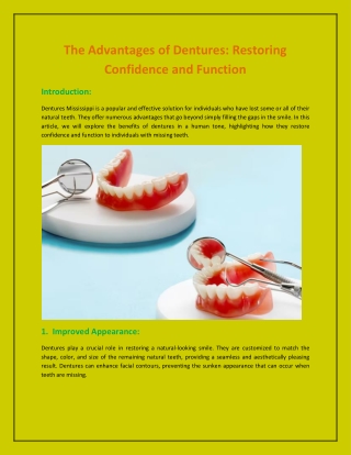 The Advantages of Dentures: Restoring Confidence and Function