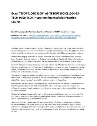 TESOPT100ICS1004 AS-TESOPT100ICS1004-ES-TECH-P100-ESOR-Hyperion financial Mgt