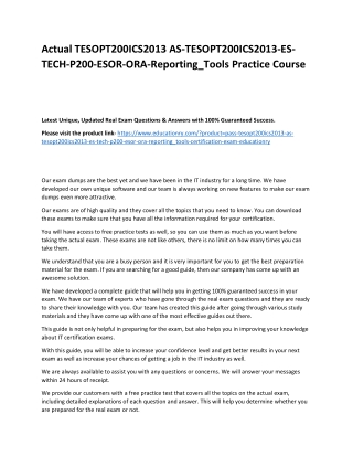 TESOPT200ICS2013 AS-TESOPT200ICS2013-ES-TECH-P200-ESOR-ORA-Reporting_Tools