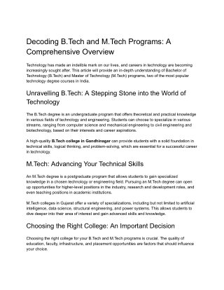 Decoding B.Tech and M.Tech Programs: A Comprehensive Overview