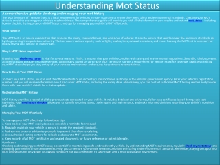 Understanding Mot Status history